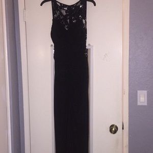 Black lace and sequined prom dress